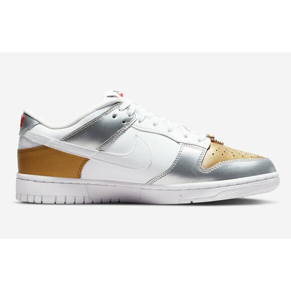 NEW Nike Dunk Low SE Shoes Gold White Silver DH4403 700 - SIZE 7 WOMEN / 5.5 MEN main image 4